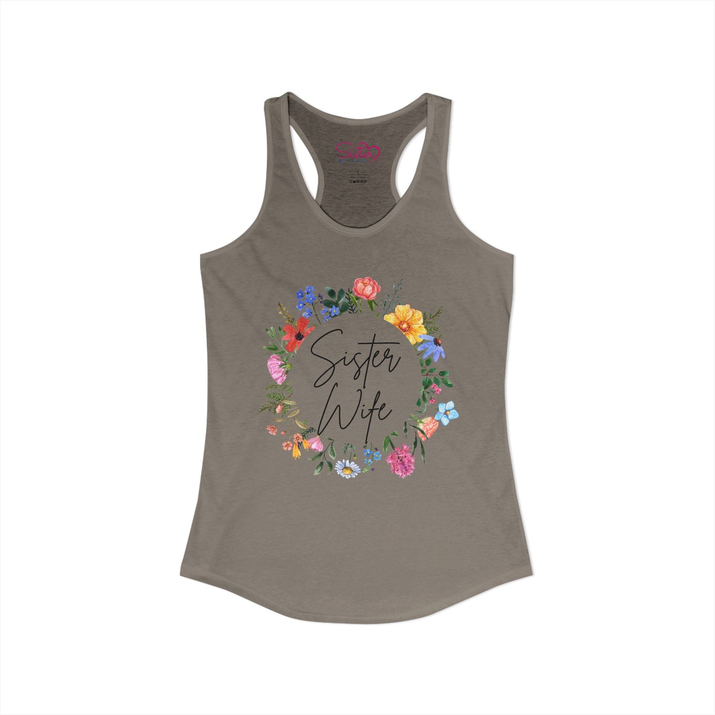 Sister Wife Floral Racerback Tank | Polyamory & ENM Lifestyle Top | Chosen Family Active Tank | Inclusive Relationship Apparel