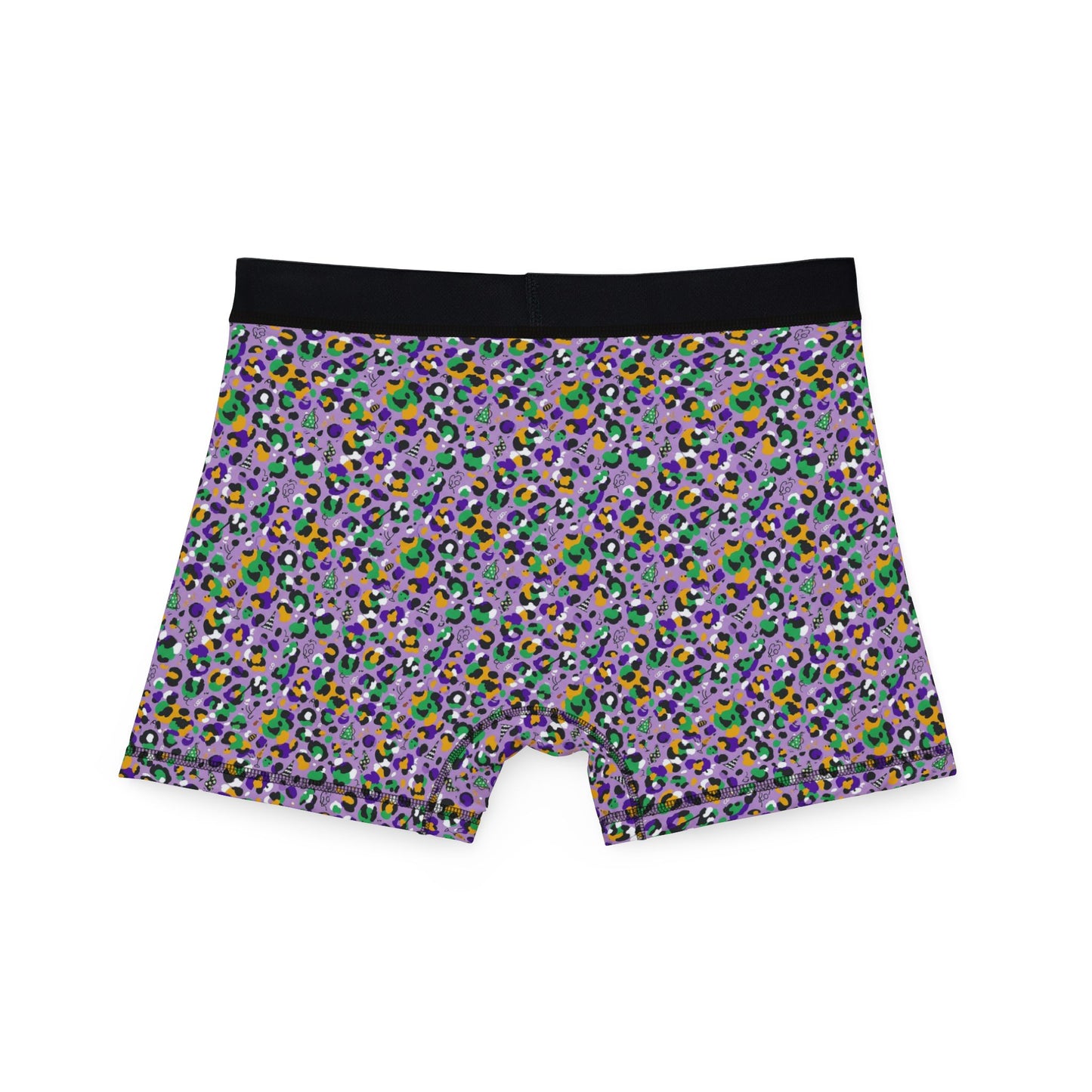 Mardi Gras Cheetah Print Men’s Boxer Briefs | Polyamory ENM Pride Underwear, Matching Couples Underwear