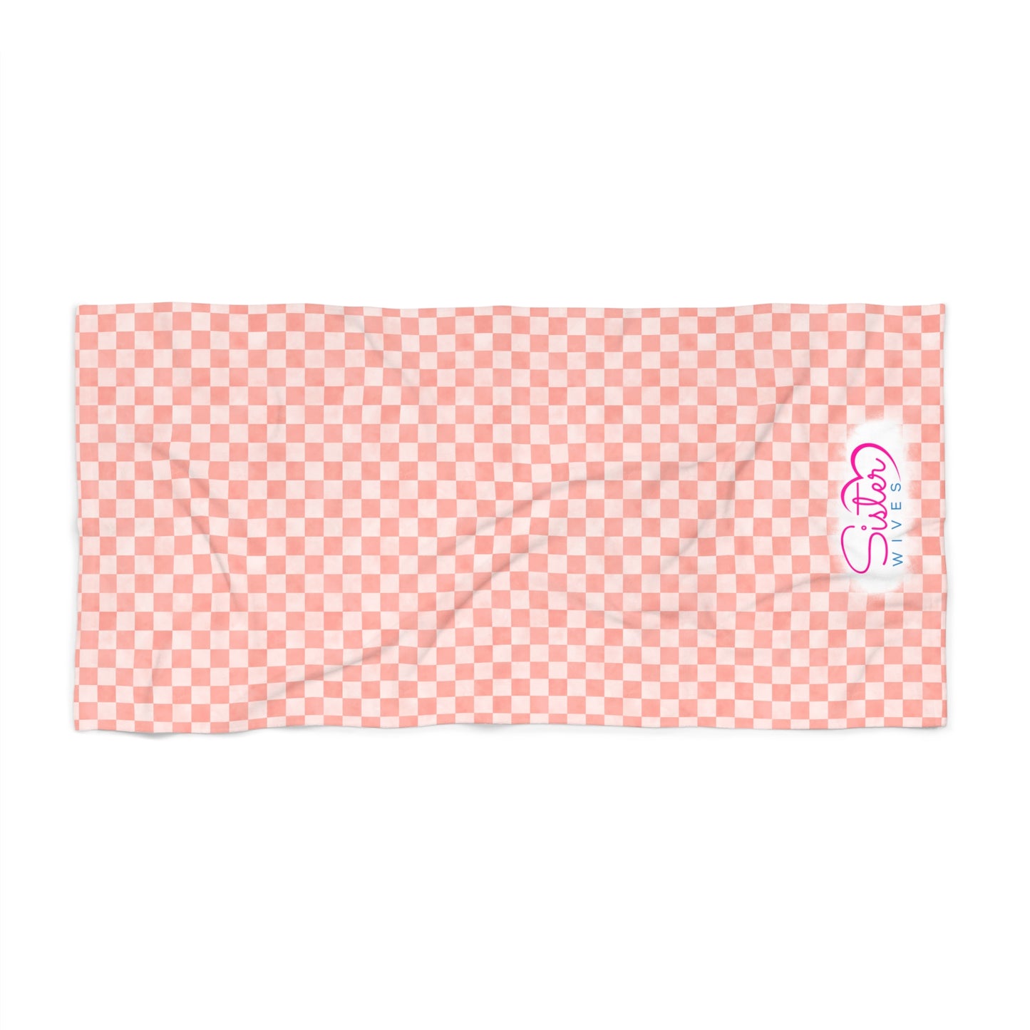 Pink Checkerboard Beach Towel | Polyamory & ENM Friendly | Lifestyle Cruise, Resort & Pride Towel | Sisterwives Beach & Pool Towel
