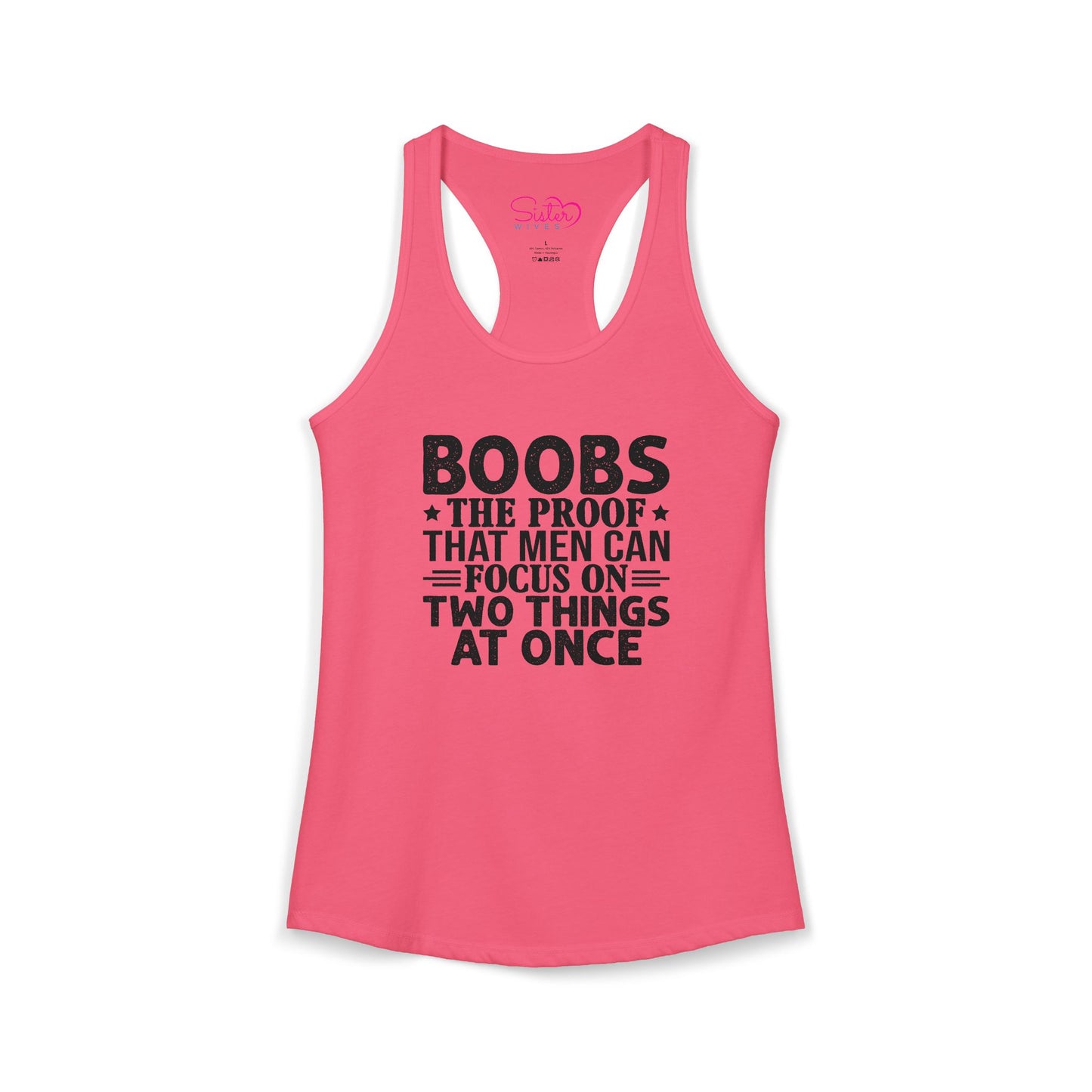 Funny Boobs Racerback Tank | Cheeky Humor Tank Top | Women’s Sarcastic Summer Shirt | Bold Statement Apparel