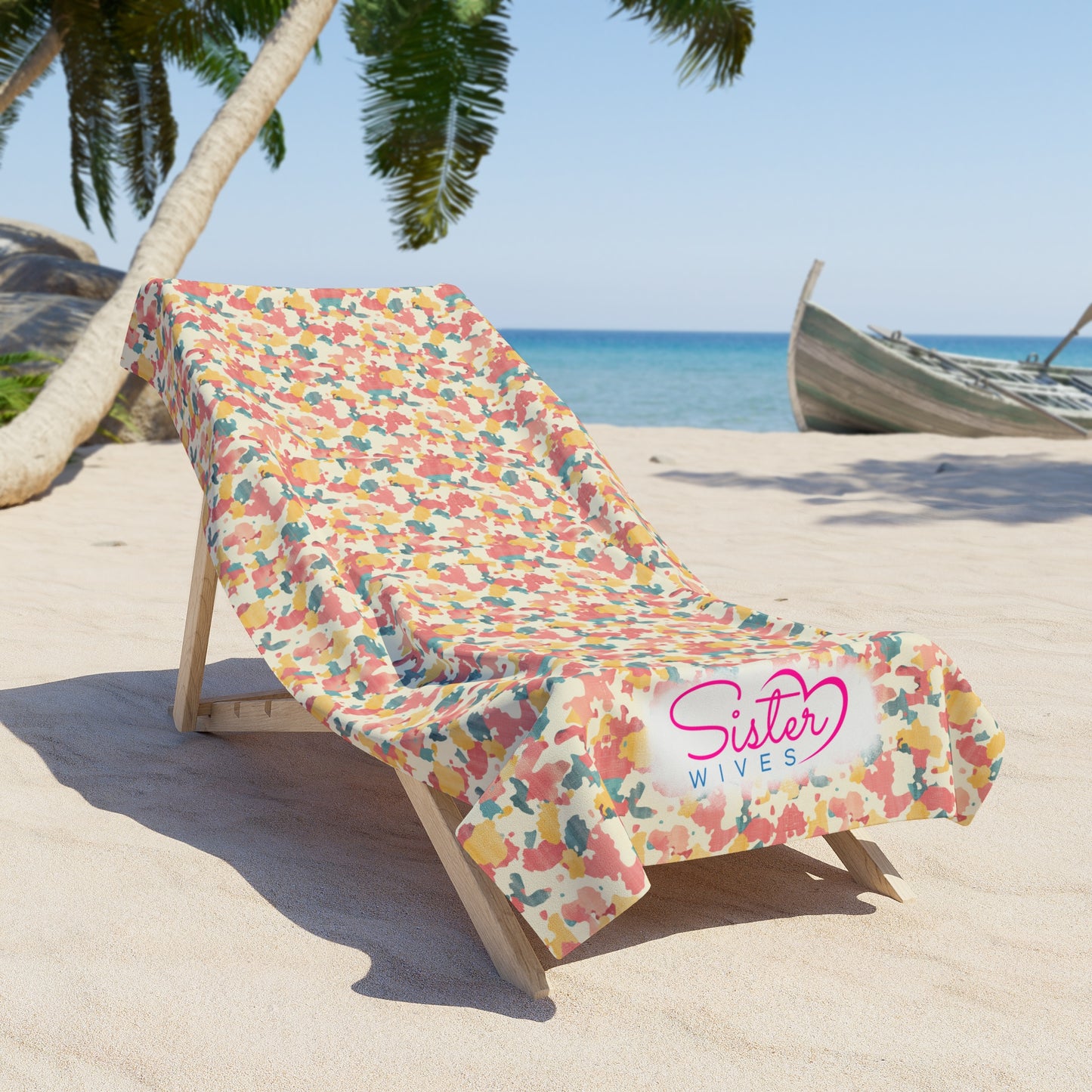 Pastel Camo Beach Towel | Polyamory & ENM Friendly | Soft Aesthetic Pool & Beach Towel | Cruise, Resort & Pride Travel Towel | Sisterwives Collection
