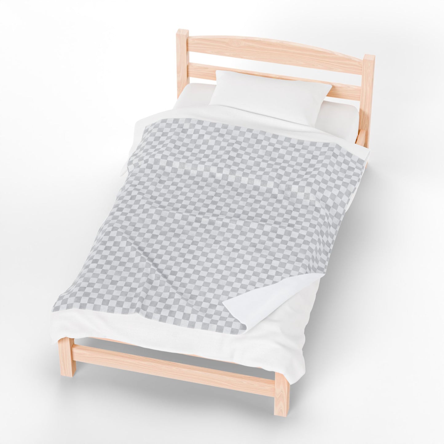 Gray Checker Plush Blanket | Cozy Velveteen Throw | ENM & Polyamory Friendly Home Decor | Chosen Family Minimal Aesthetic Blanket