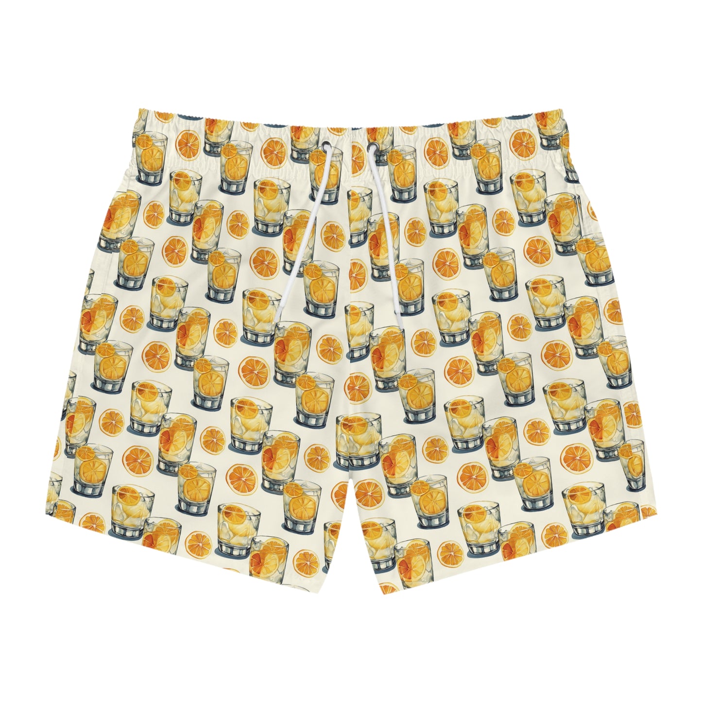 Men’s Cocktail Swim Trunks – Citrus Martini Resort Boardshorts | Polyamory ENM Lifestyle Poolwear | Fast-Dry Summer Swim Shorts