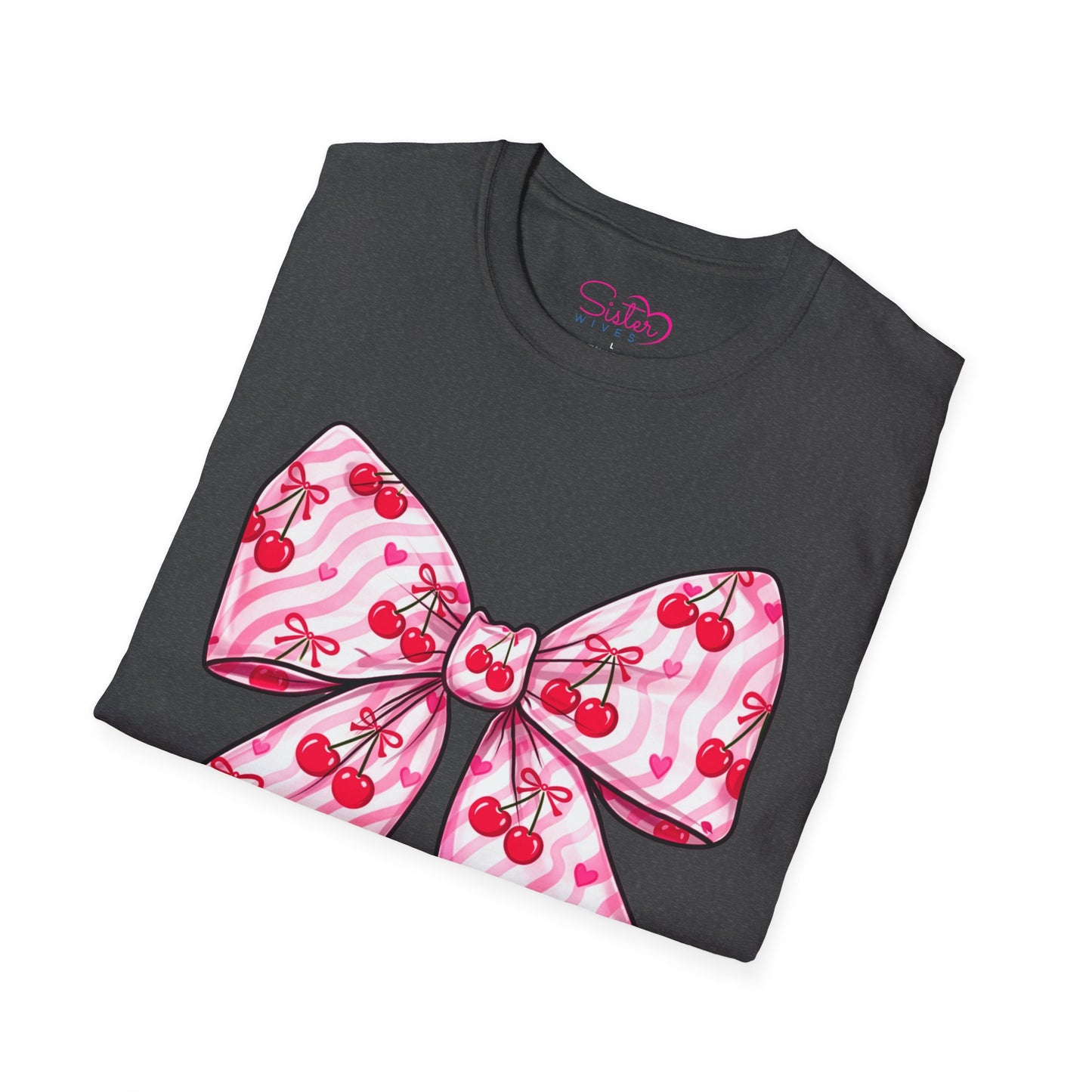 Valentine's Day Red Coquette Bow Shirt – Flirty Valentine Bow T-Shirt, Polyamory ENM Non-Monogamy Symbol Tee, Unisex Gildan 64000