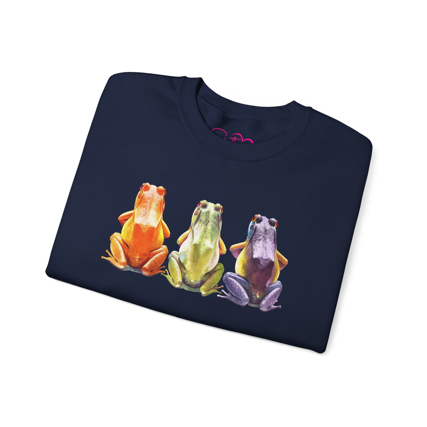 Three Frogs Crewneck Sweatshirt | Chosen Family Symbol Pullover | Polyamory & ENM Cozy Apparel | Whimsical Nature Graphic Sweatshirt