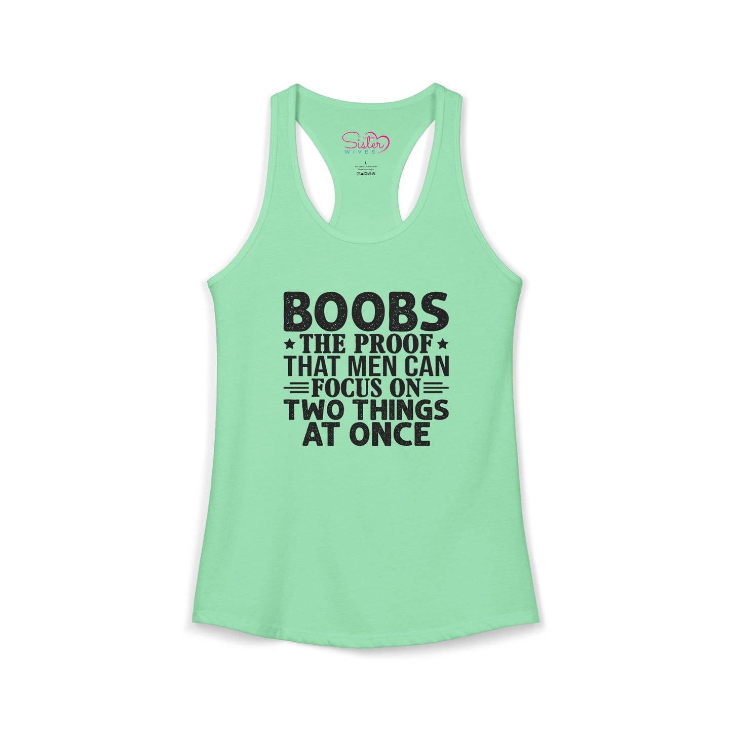 Funny Boobs Racerback Tank | Cheeky Humor Tank Top | Women’s Sarcastic Summer Shirt | Bold Statement Apparel