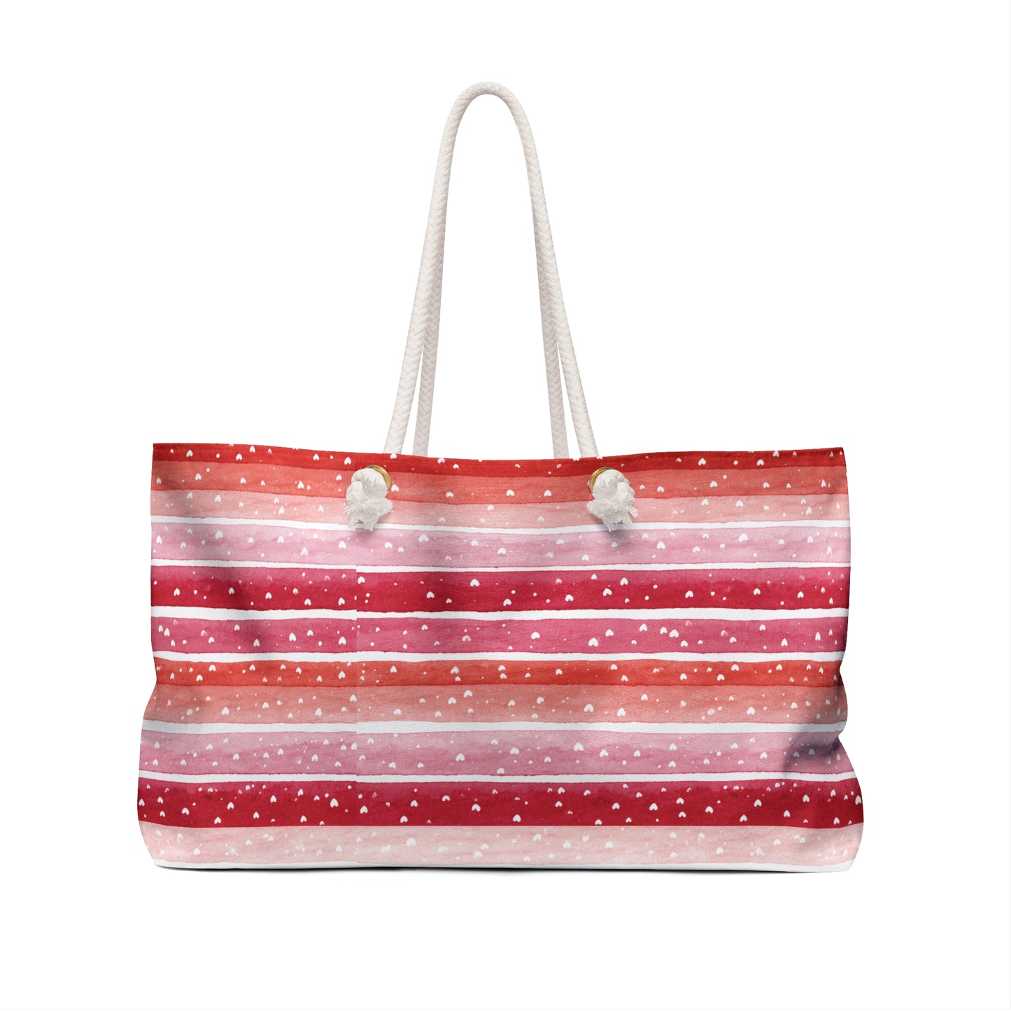 Valentine Red & Pink Weekender Bag | Romantic Stripe Pattern | Polyamory-Friendly Travel Bag | Cute Getaway Tote for Couples & Throuples