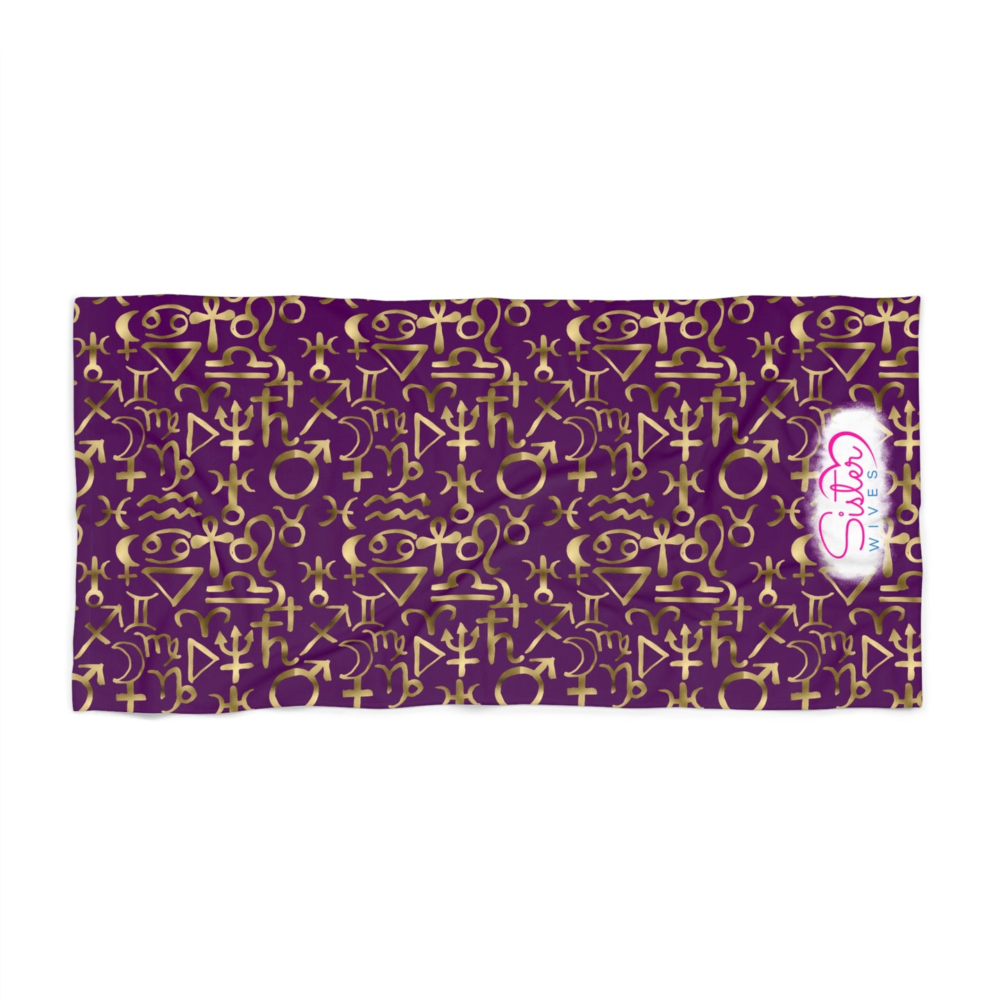 Celestial Zodiac Polyamory Beach Towel | ENM & Non-Monogamy Friendly Astrology, Zodiac & Magical Aesthetic Pool Towel