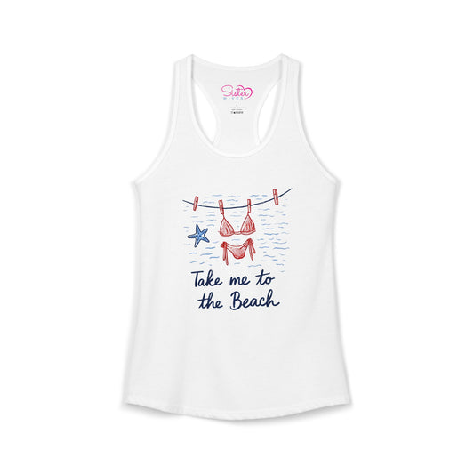 Take Me to the Beach Racerback Tank – Cute Summer Tank Top | Beach Lover Shirt | Vacation Graphic Tank