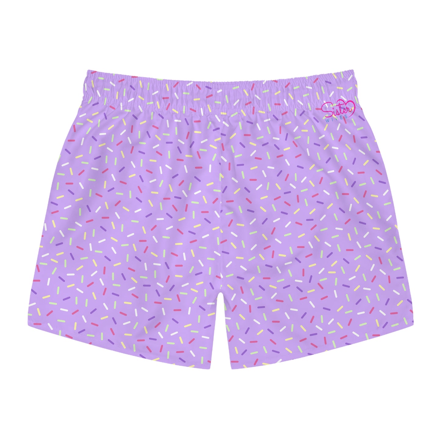 Men’s Rainbow Sprinkle Swim Trunks – Pastel Confetti Summer Swim Shorts, Fun Pool & Beach Board Shorts, Fast-Dry AOP Trunks