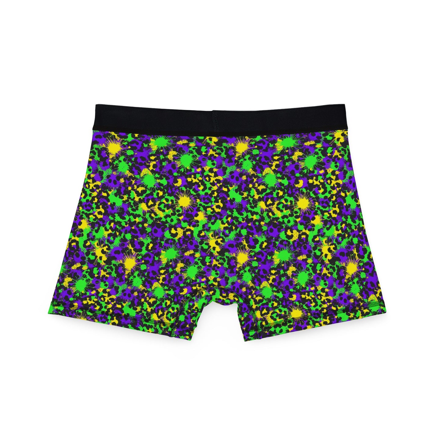 Mardi Gras Cheetah Print Men’s Boxer Briefs | Polyamory ENM Pride Underwear, Matching Couples Underwear