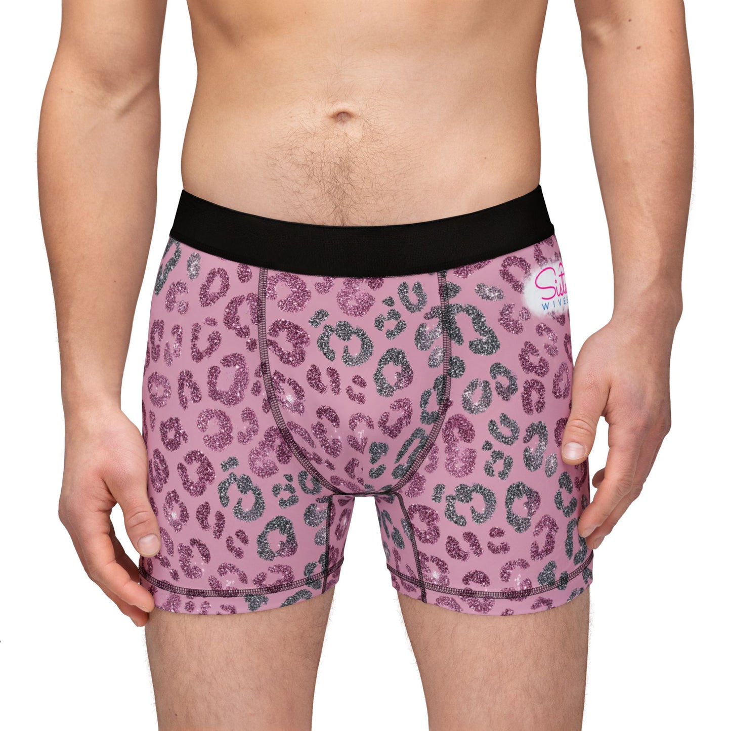 Men’s Valentine’s Leopard Boxer Briefs – Pink Heart Leopard Boxers, Polyamory & Swinger Friendly Underwear, ENM Pride, Matching Couples Sets Available