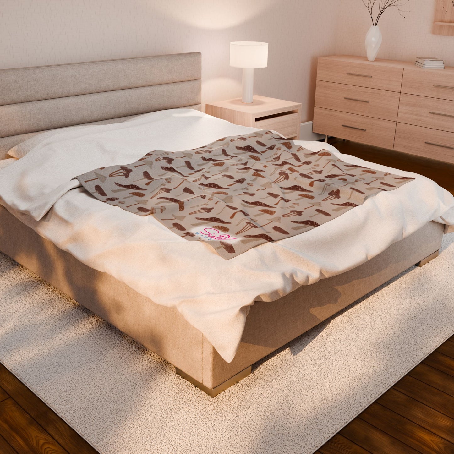 Natrual Mushroom Throw Blanket | Cottagecore Woodland Cozy Blanket | Boho Nature Home Decor | Polyamory & ENM Friendly
