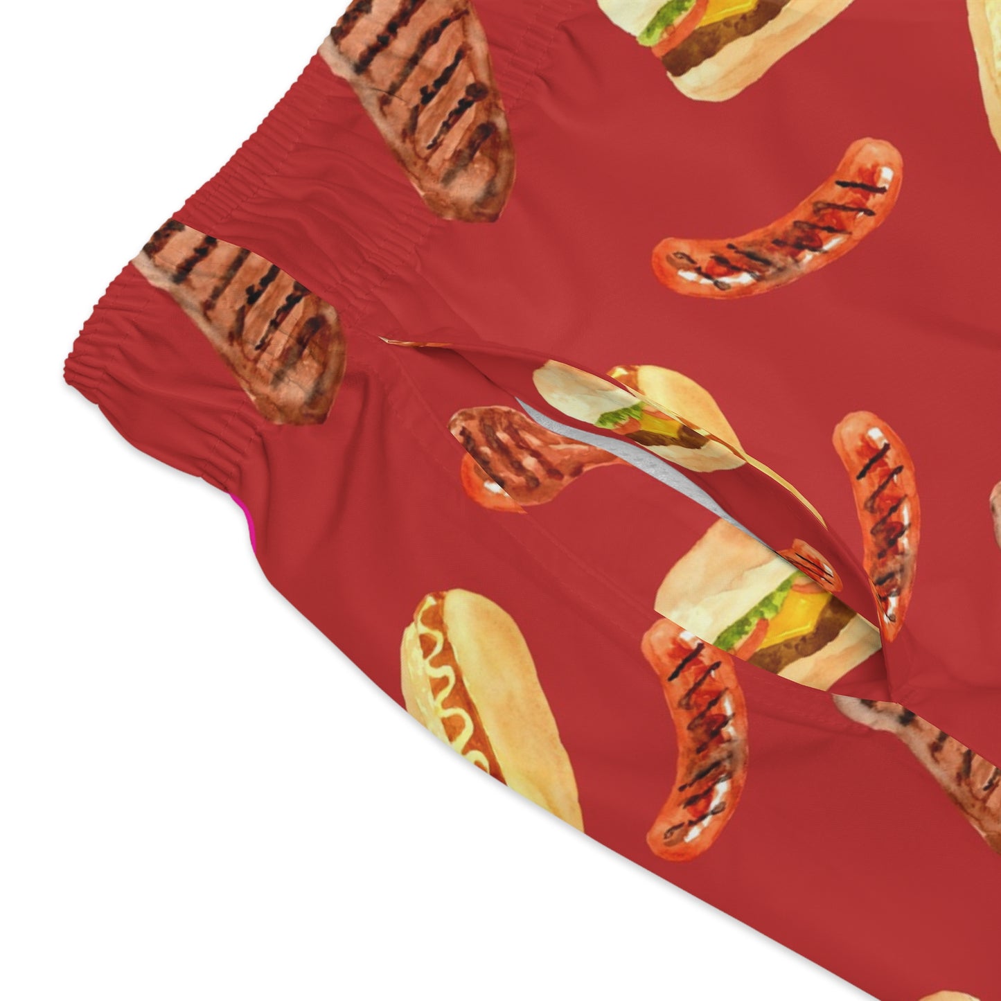 Men’s BBQ Swim Trunks – Grill & Cookout Boardshorts | Funny Food Print Swimwear | Fast-Dry Summer Swim Shorts