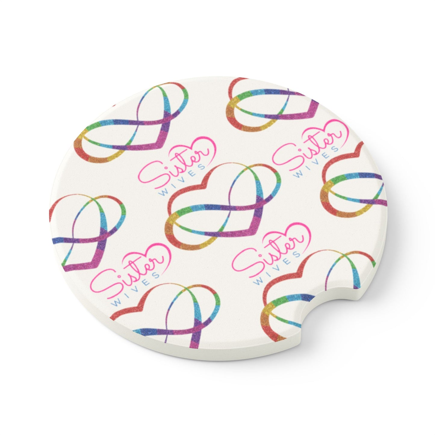 Polyamory Pride Car Coaster | Infinity Heart Cup Holder Coaster | ENM & Chosen Family Auto Accessory | Absorbent Soapstone Coaster