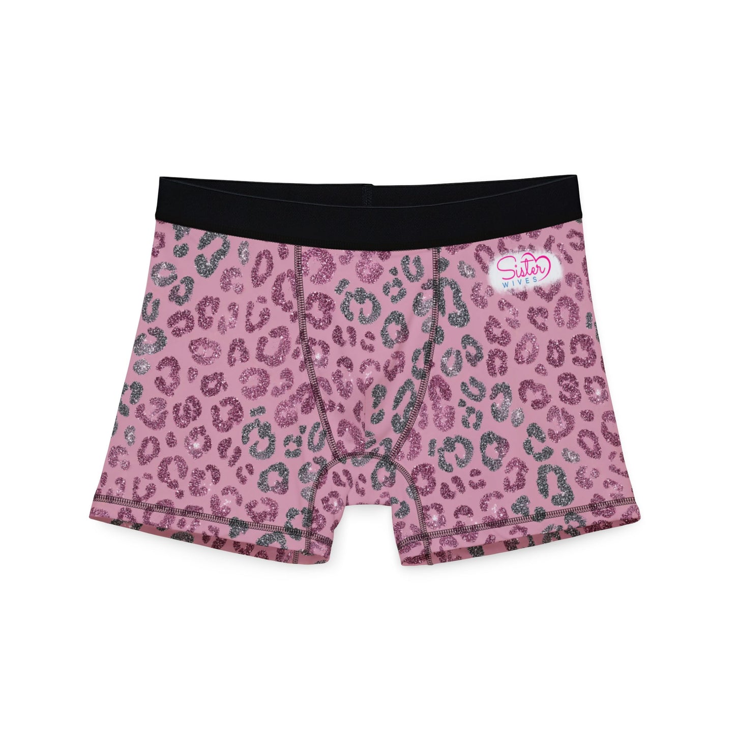 Men’s Valentine’s Leopard Boxer Briefs – Pink Heart Leopard Boxers, Polyamory & Swinger Friendly Underwear, ENM Pride, Matching Couples Sets Available
