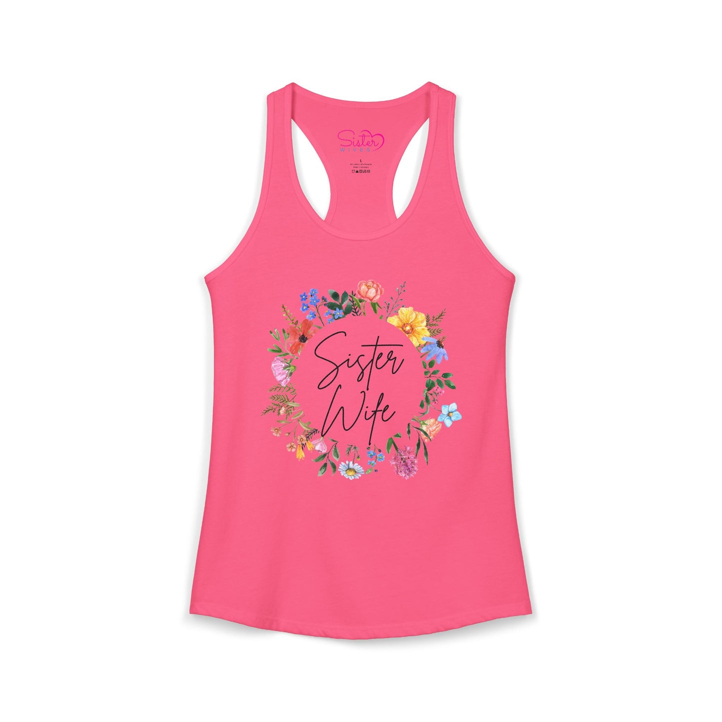 Sister Wife Floral Racerback Tank | Polyamory & ENM Lifestyle Top | Chosen Family Active Tank | Inclusive Relationship Apparel