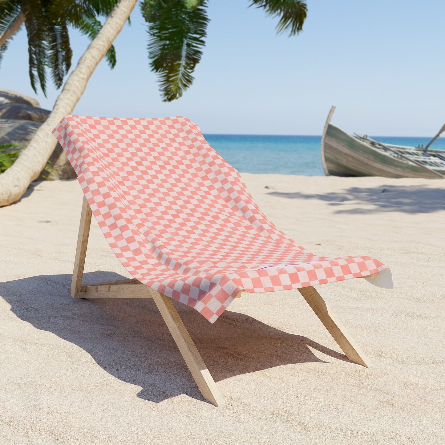 Pink Checkerboard Beach Towel | Polyamory & ENM Friendly | Lifestyle Cruise, Resort & Pride Towel | Sisterwives Beach & Pool Towel