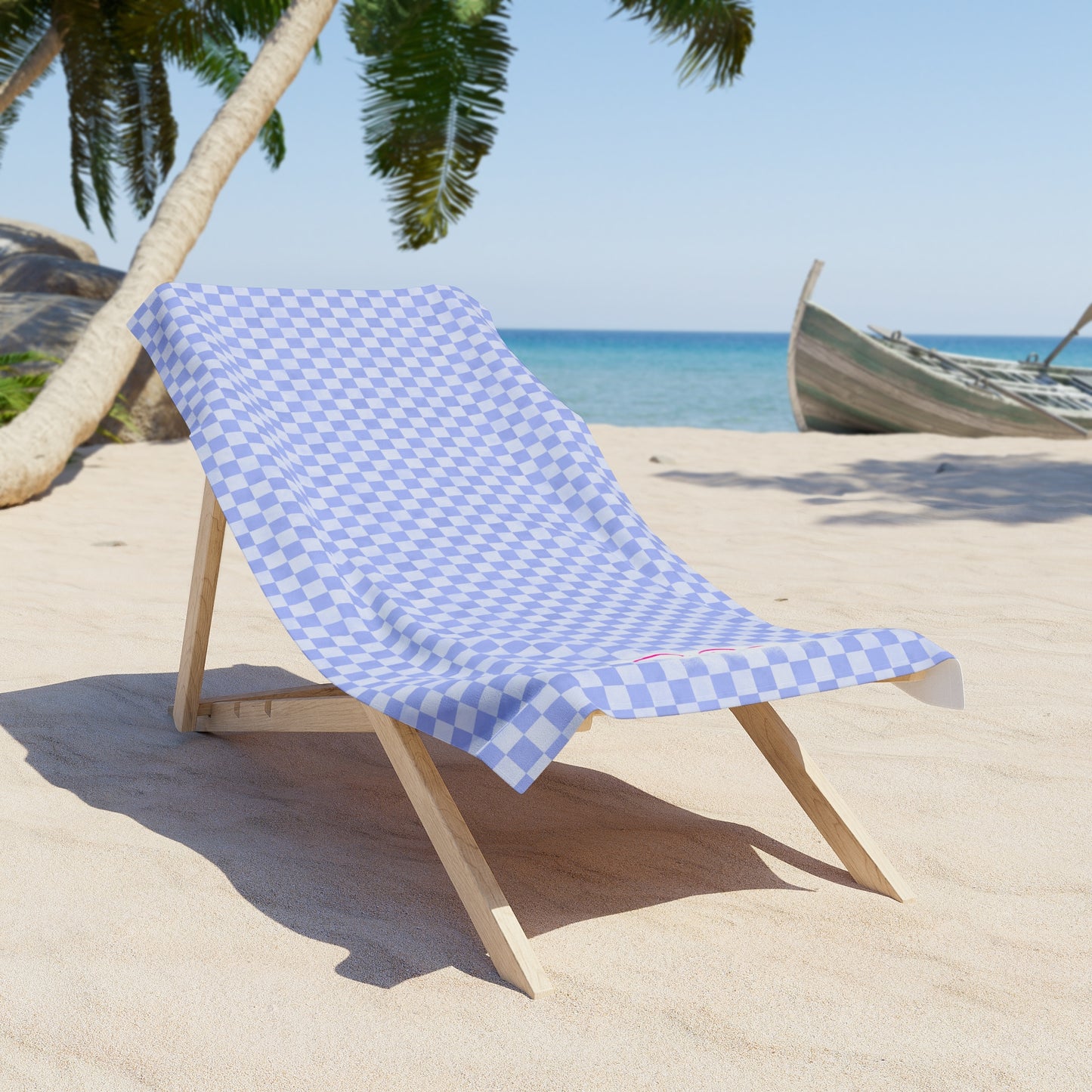 Blue Checkerboard Beach Towel | Polyamory & ENM Friendly | Lifestyle Cruise, Resort & Pride Towel | Sisterwives Beach & Pool Towel