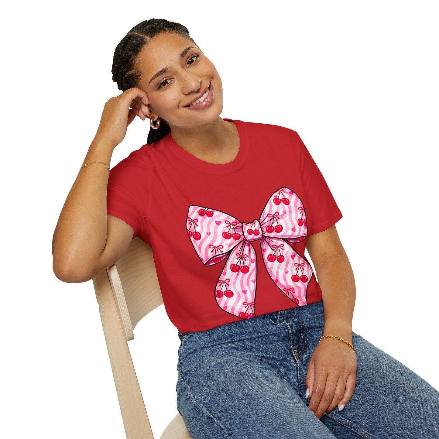 Valentine's Day Red Coquette Bow Shirt – Flirty Valentine Bow T-Shirt, Polyamory ENM Non-Monogamy Symbol Tee, Unisex Gildan 64000
