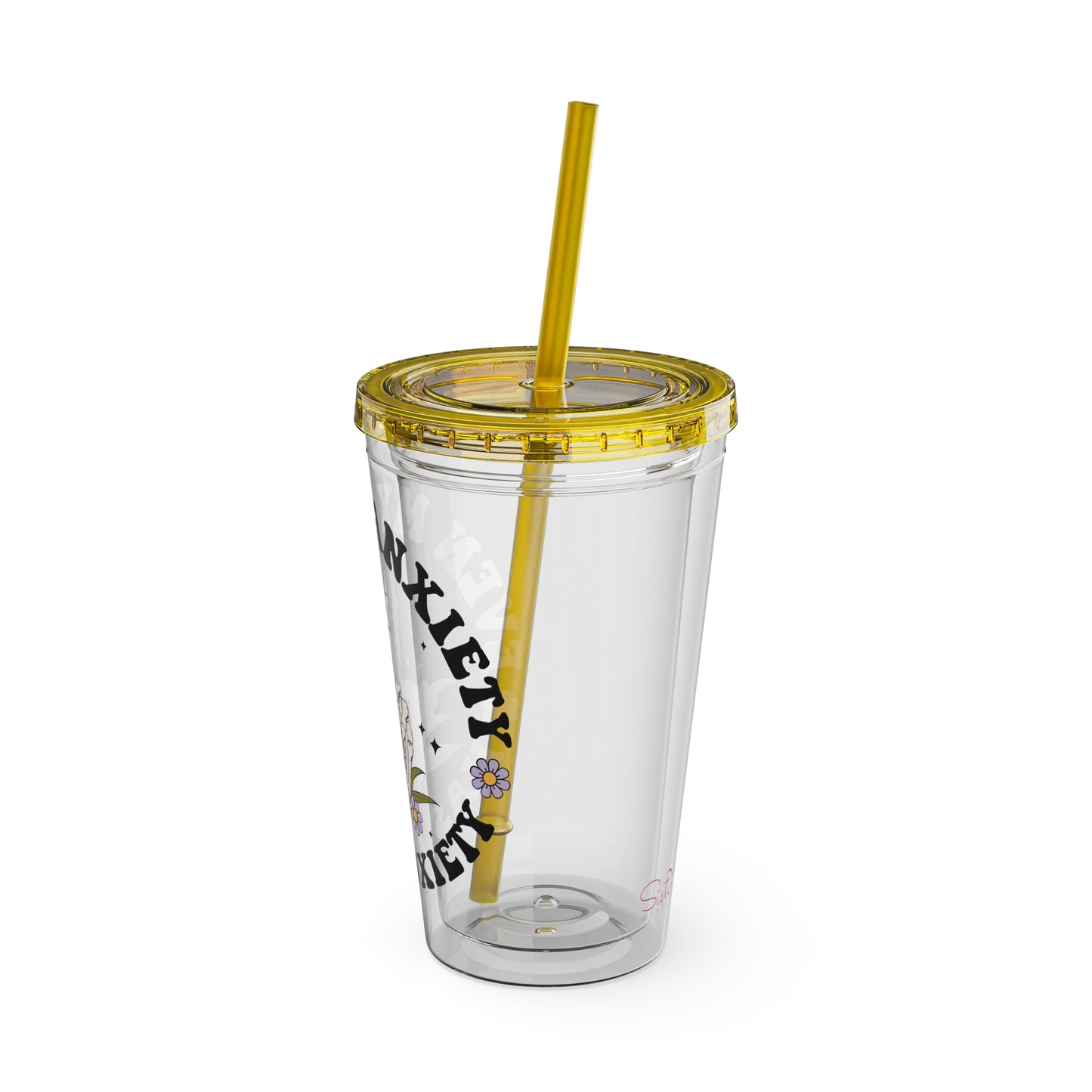 Even My Anxiety Has Anxiety” Skeleton Peace Sign 16oz Sunsplash Tumbler | Dark Humor Mental Health Cup | Goth Aesthetic Drinkware | Spooky Skeleton Cup | Anxiety Humor Gift