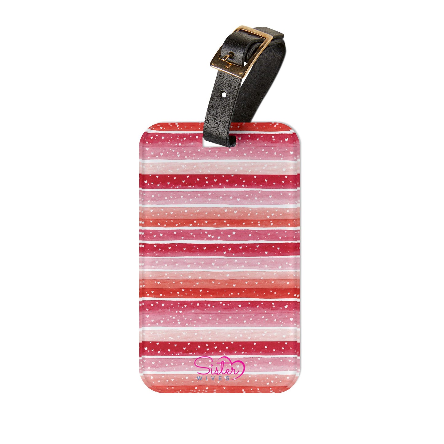 Pink Striped Luggage Tag – Polyamory ENM Pride Travel Accessory, Acrylic Suitcase Tag with Adjustable Strap