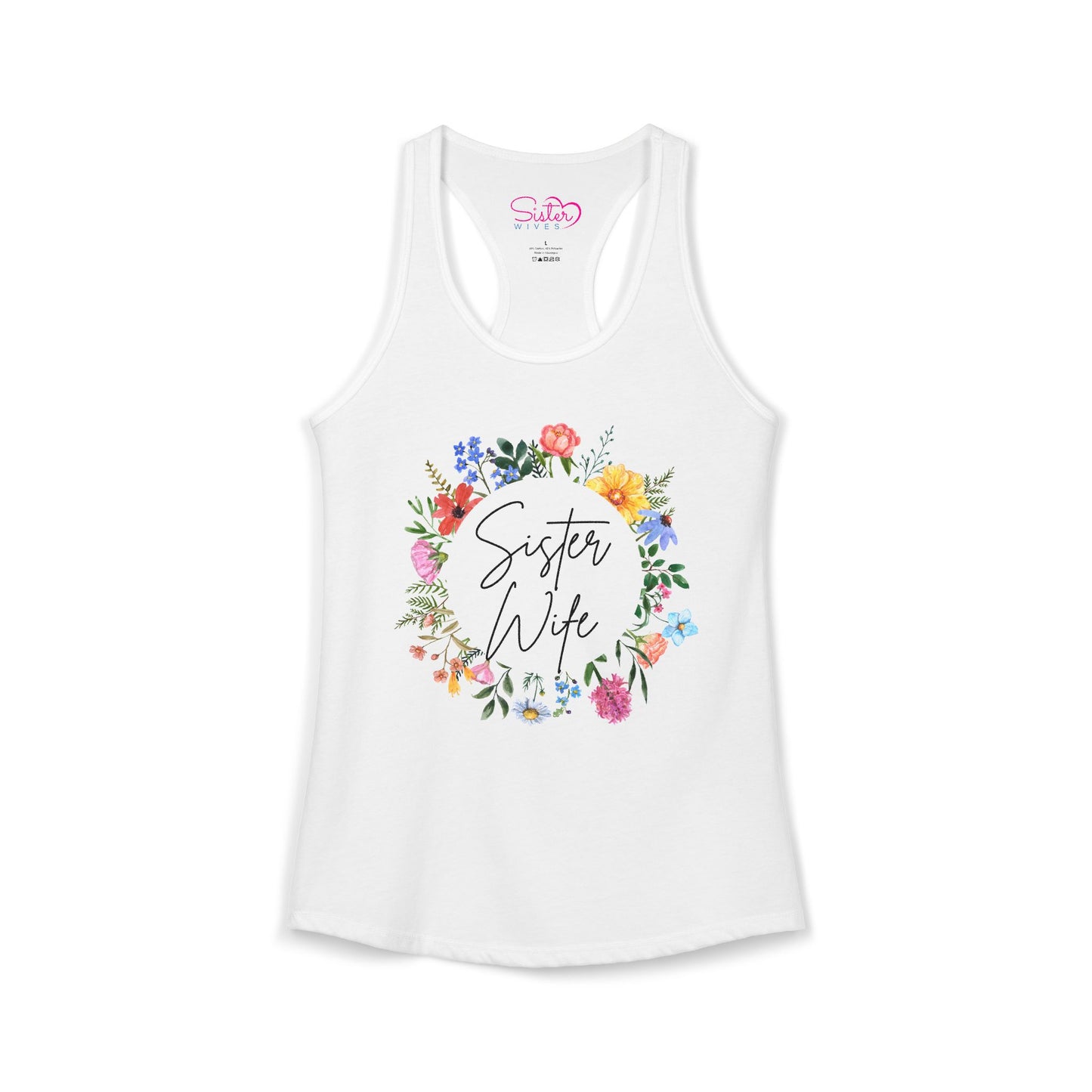 Sister Wife Floral Racerback Tank | Polyamory & ENM Lifestyle Top | Chosen Family Active Tank | Inclusive Relationship Apparel