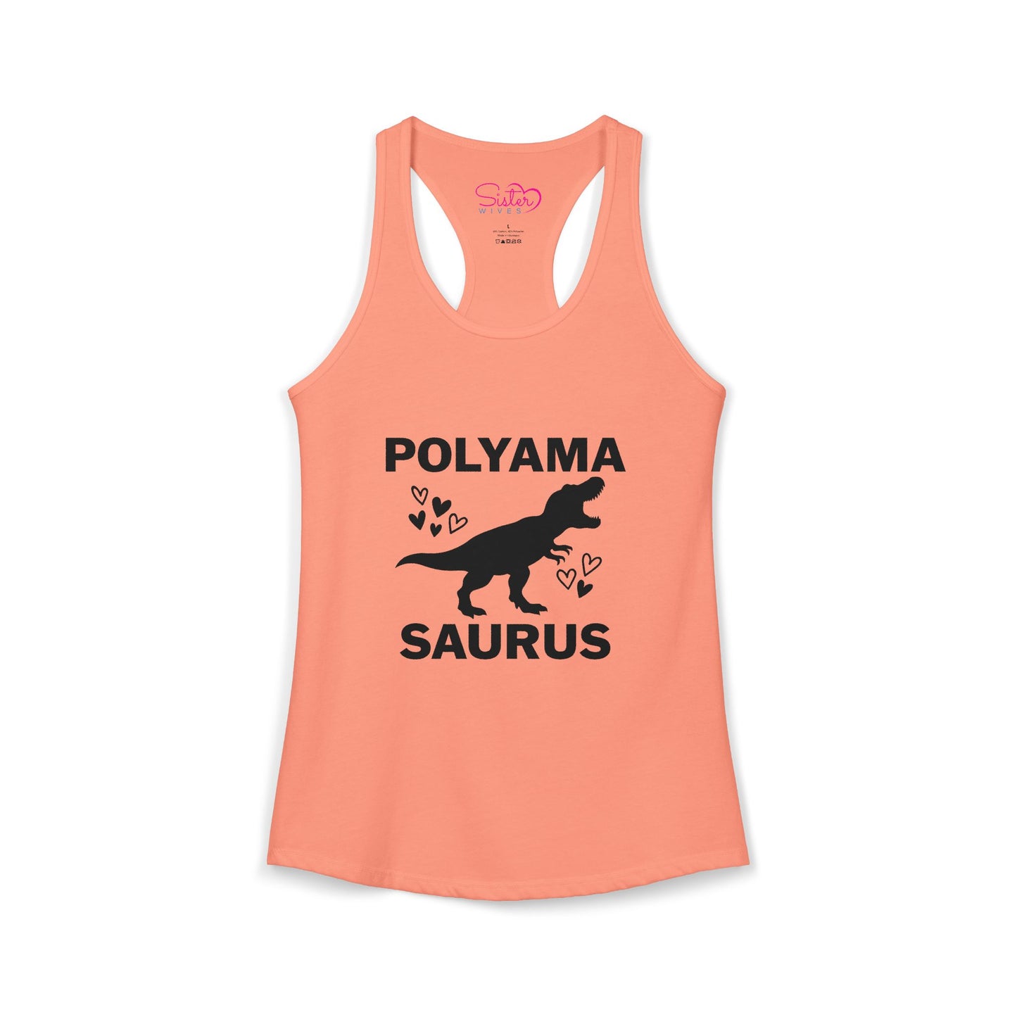 Polyamasaurus Racerback Tank | Polyamory & ENM Dinosaur Tank Top | Chosen Family Funny Summer Shirt | Inclusive Relationship Apparel