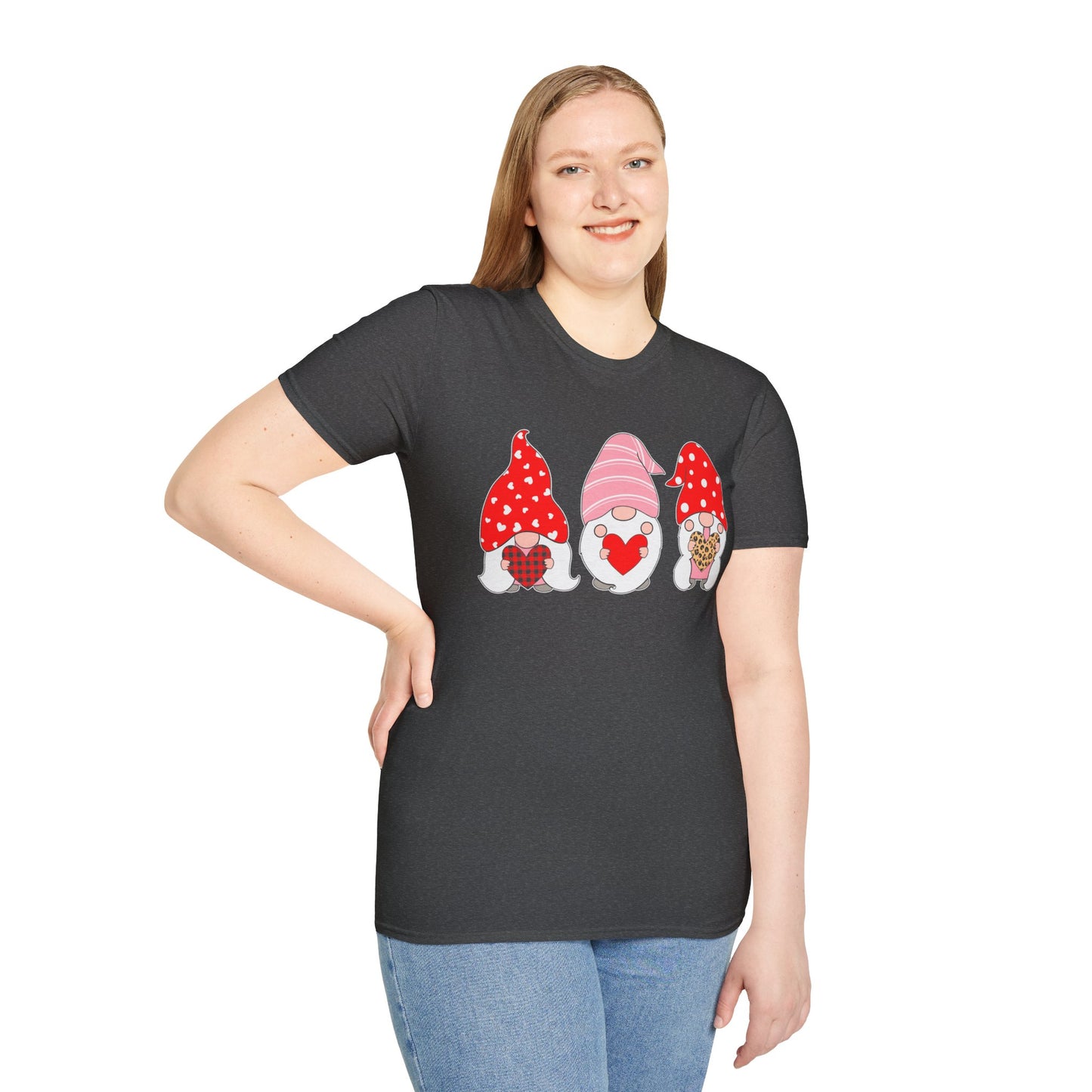 Throuple Gnome Love T-Shirt, Polyamory & ENM Graphic Tee, Cute Valentine Gnomes, Swinger & Chosen Family Shirt