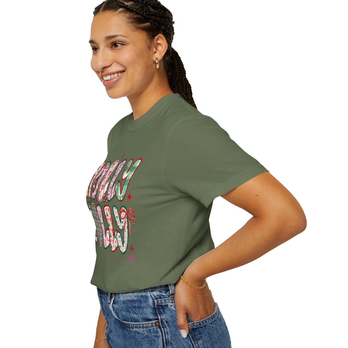 Holly Jolly Holiday Coquette T-Shirt, Unisex Festive Tee, Christmas Shirt, Cute Gift for Her, Holiday Party Wear