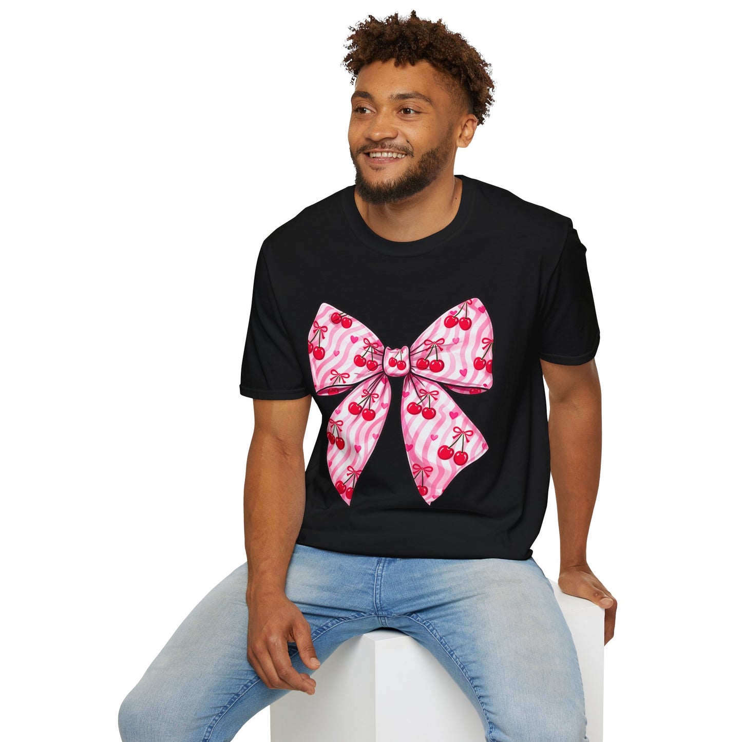 Valentine's Day Red Coquette Bow Shirt – Flirty Valentine Bow T-Shirt, Polyamory ENM Non-Monogamy Symbol Tee, Unisex Gildan 64000
