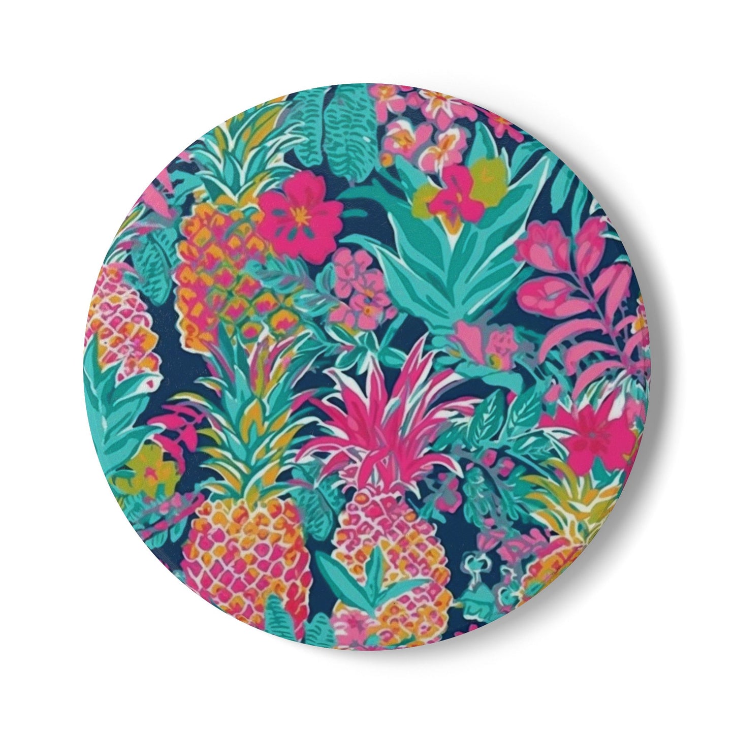 Preppy Pineapple Coaster Set - Fun Summer Drink Coaster, Home Bar Decor, Tropical Party Supplies, Gift for Beach Lovers, Kitchen Accessory