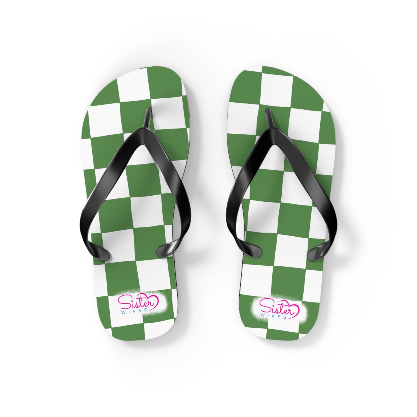 Green Checkered Flip Flops | Summer Sandals for ENM, Poly & Open Relationship Lifestyle