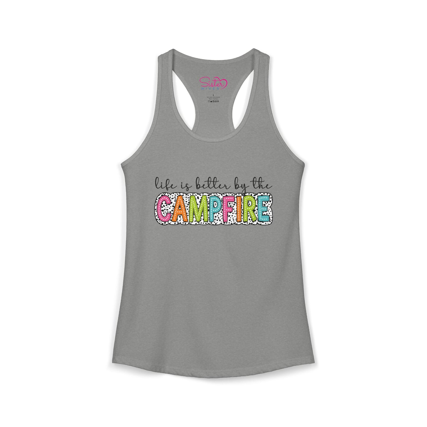 Campfire Racerback Tank | Cozy Outdoorsy Summer Tank Top | Chosen Family Camping Shirt | Inclusive Lifestyle Apparel