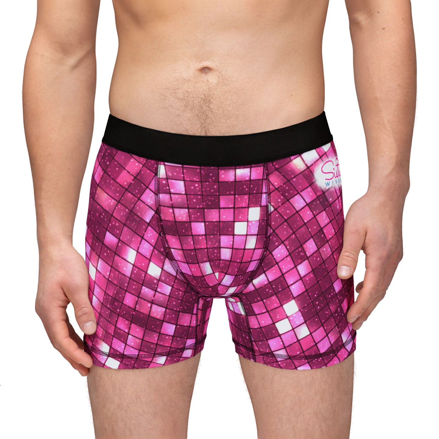 Men’s Valentine’s Mosaic Boxer Briefs – Pink Pixel Heart Boxers, Polyamory & Swinger Friendly Underwear, ENM Pride, Matching Couples Sets Available
