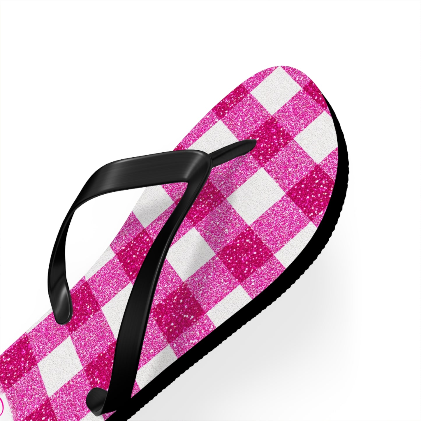 Pink Gingham Flip Flops for Women | Ethical Non Monogamy & Poly Lifestyle Sandals