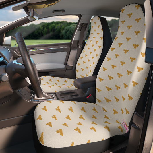 Bee Car Seat Covers | Minimal Boho Auto Decor | Neutral Cottagecore Seat Covers | Polyamory & ENM Friendly