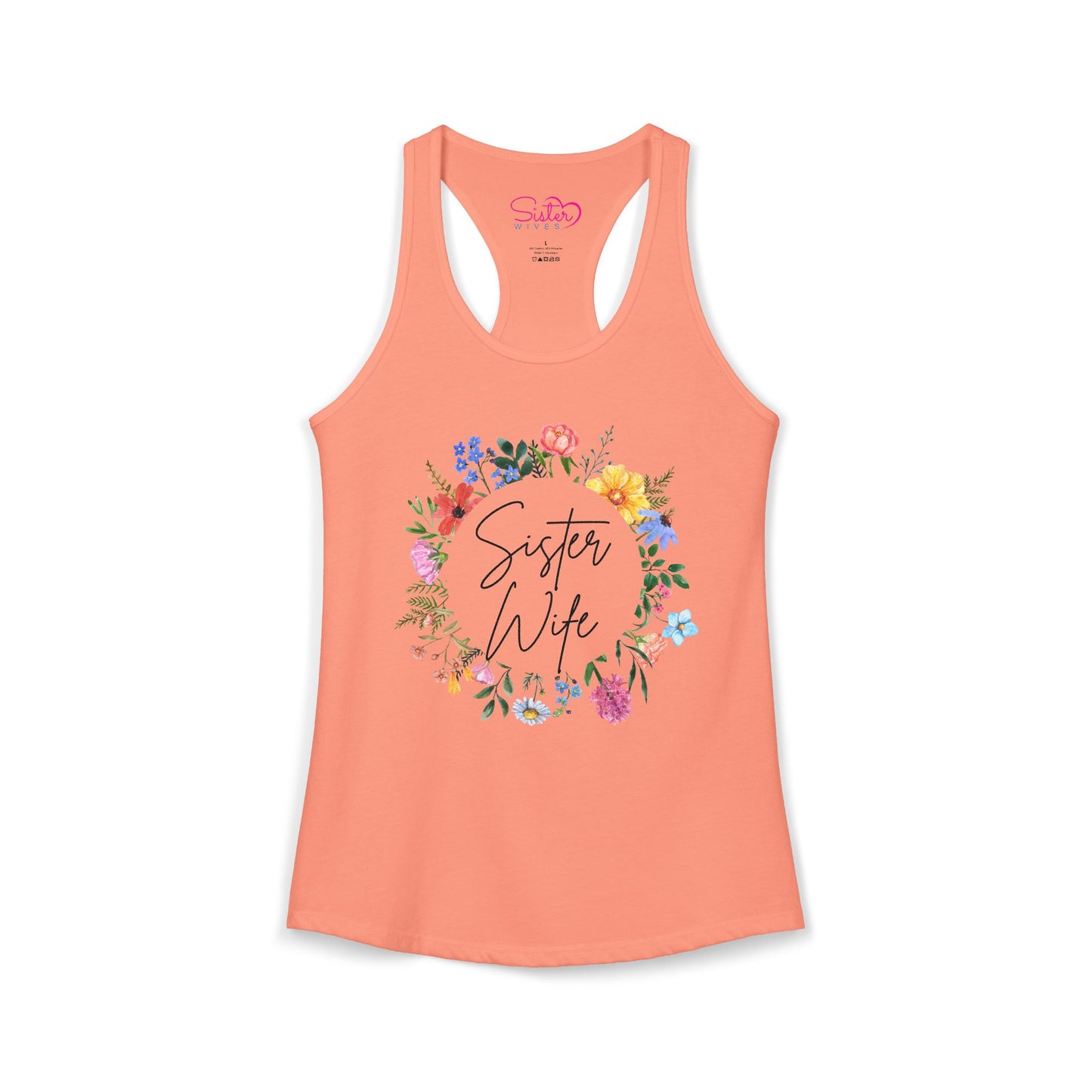Sister Wife Floral Racerback Tank | Polyamory & ENM Lifestyle Top | Chosen Family Active Tank | Inclusive Relationship Apparel
