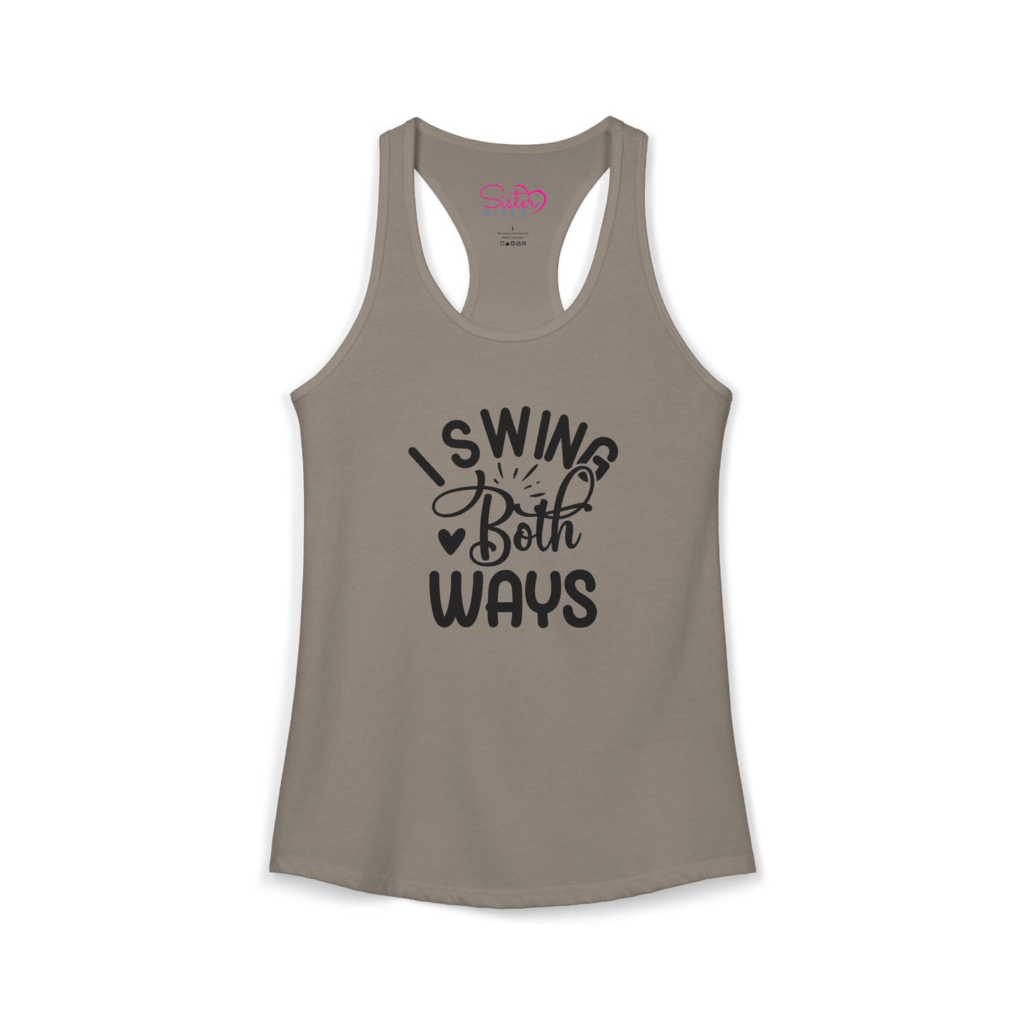 I Swing Both Ways Racerback Tank | Bisexual & Swinger Humor Tank Top | ENM Friendly Summer Shirt | Playful Inclusive Apparel