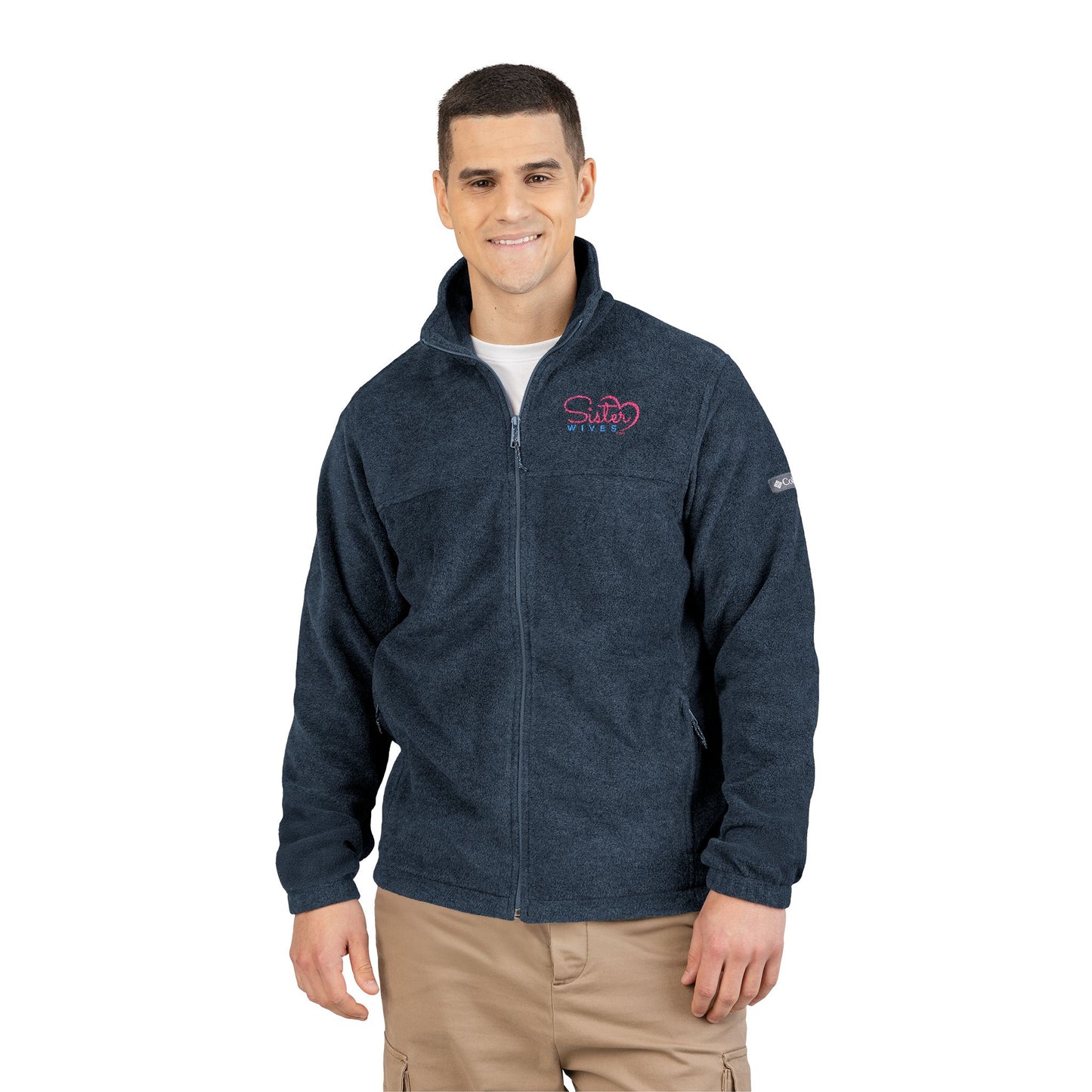Sister Wives Logo Cozy Unisex Columbia Fleece Jacket - Embroidered Outdoor Layer, Perfect Gift for Hiking, Camping, and Everyday Wear
