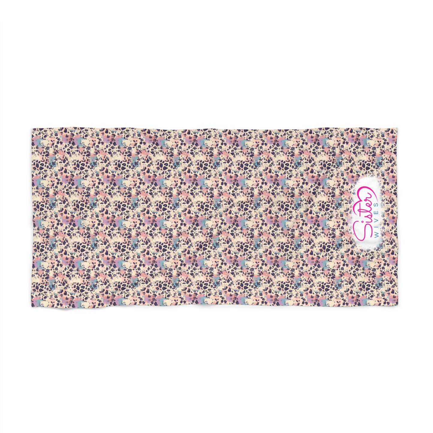 Pastel Leopard Abstract Beach Towel | Polyamory & ENM Friendly | Soft Aesthetic Pool & Beach Towel | Cruise, Resort & Pride Travel Towel | Sisterwives Collection