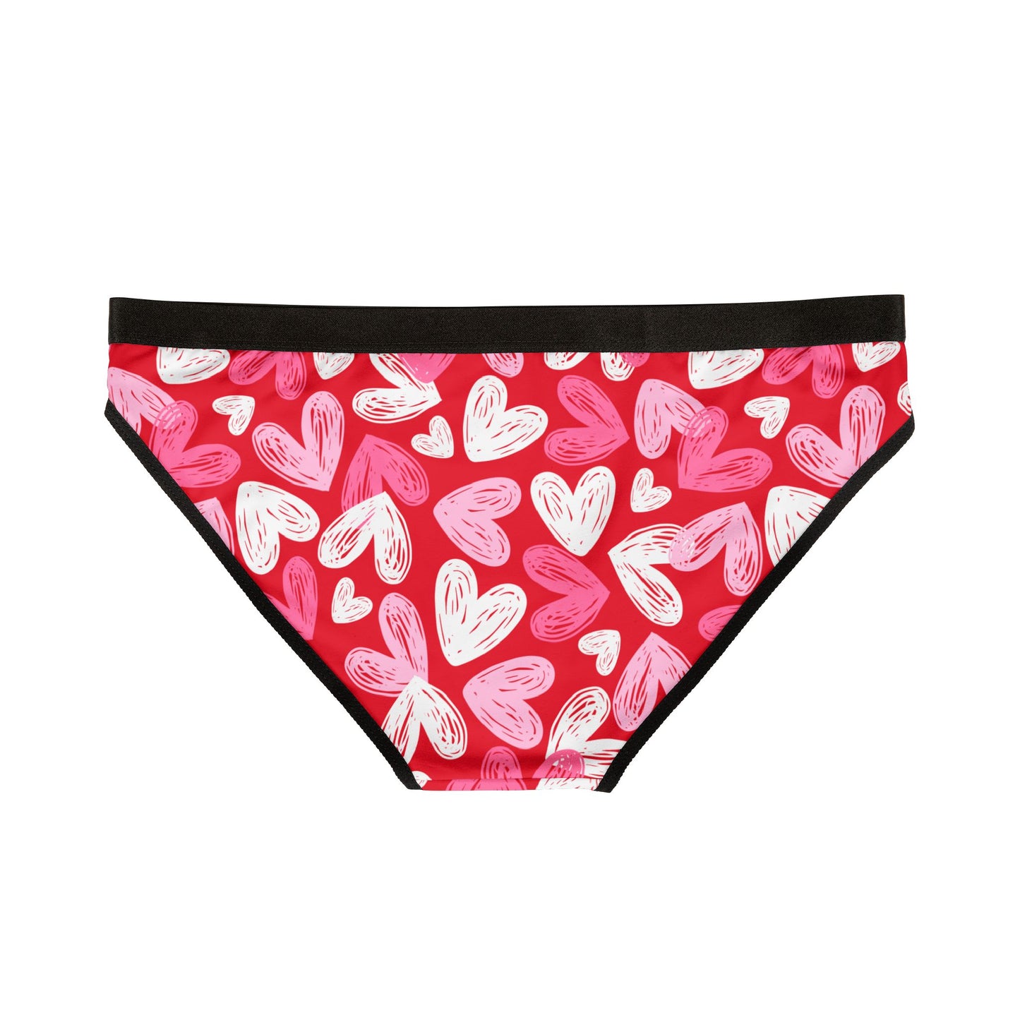 Red Women’s Valentine’s Heart Print Underwear – Polyamory & Swinger Friendly Panties, ENM Pride Lingerie, Matching Couples & Sets Available