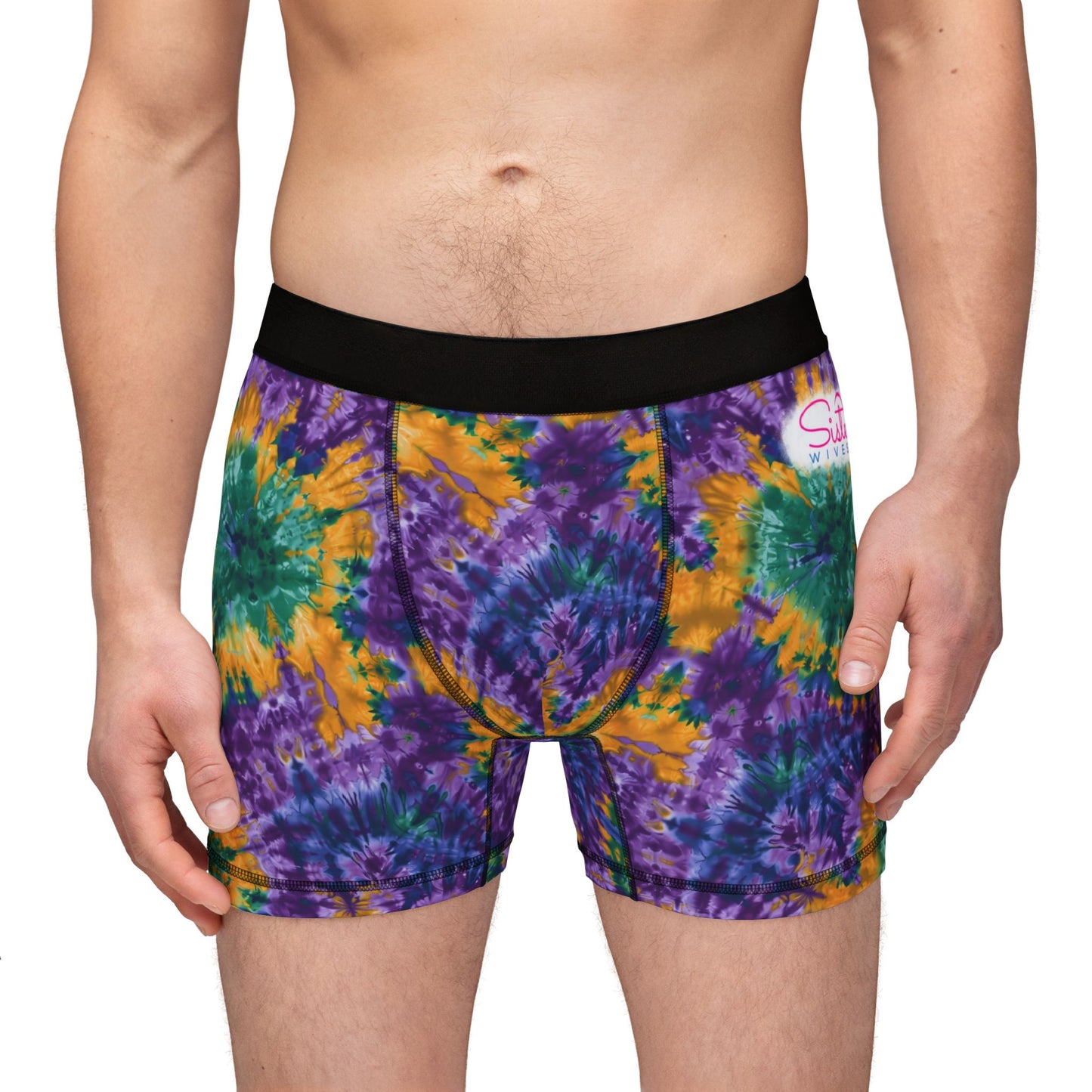 Mardi Gras Tie-Dye Men’s Boxer Briefs | Polyamory ENM Pride Underwear | Ethical Non-Monogamy Lifestyle Boxers | Colorful Festival-Inspired Men’s Underwear