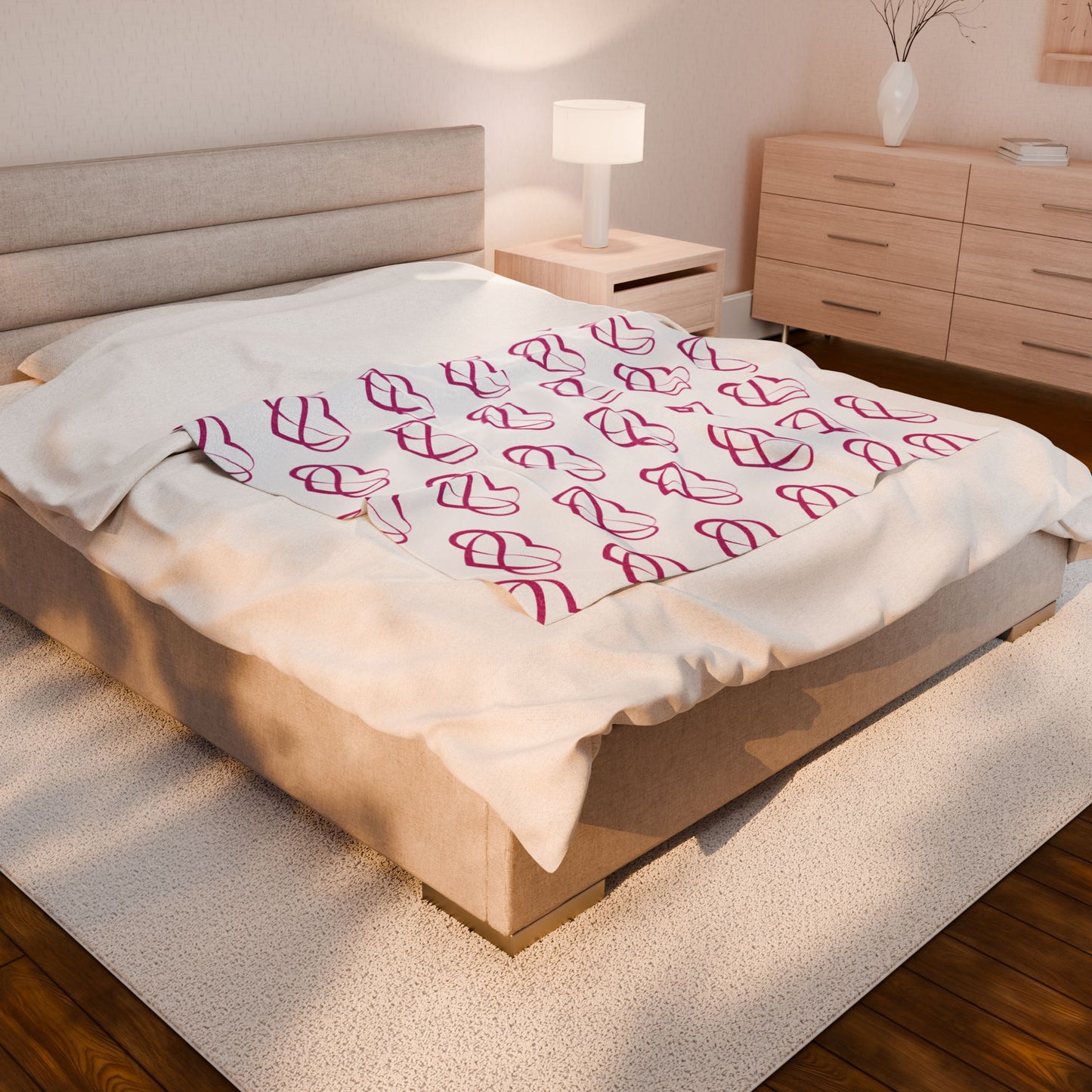 Pink Polyamory Heart Blanket – Soft Ethical Non-Monogamy Plush Throw | Cozy Poly Pride Bedding & Home Decor