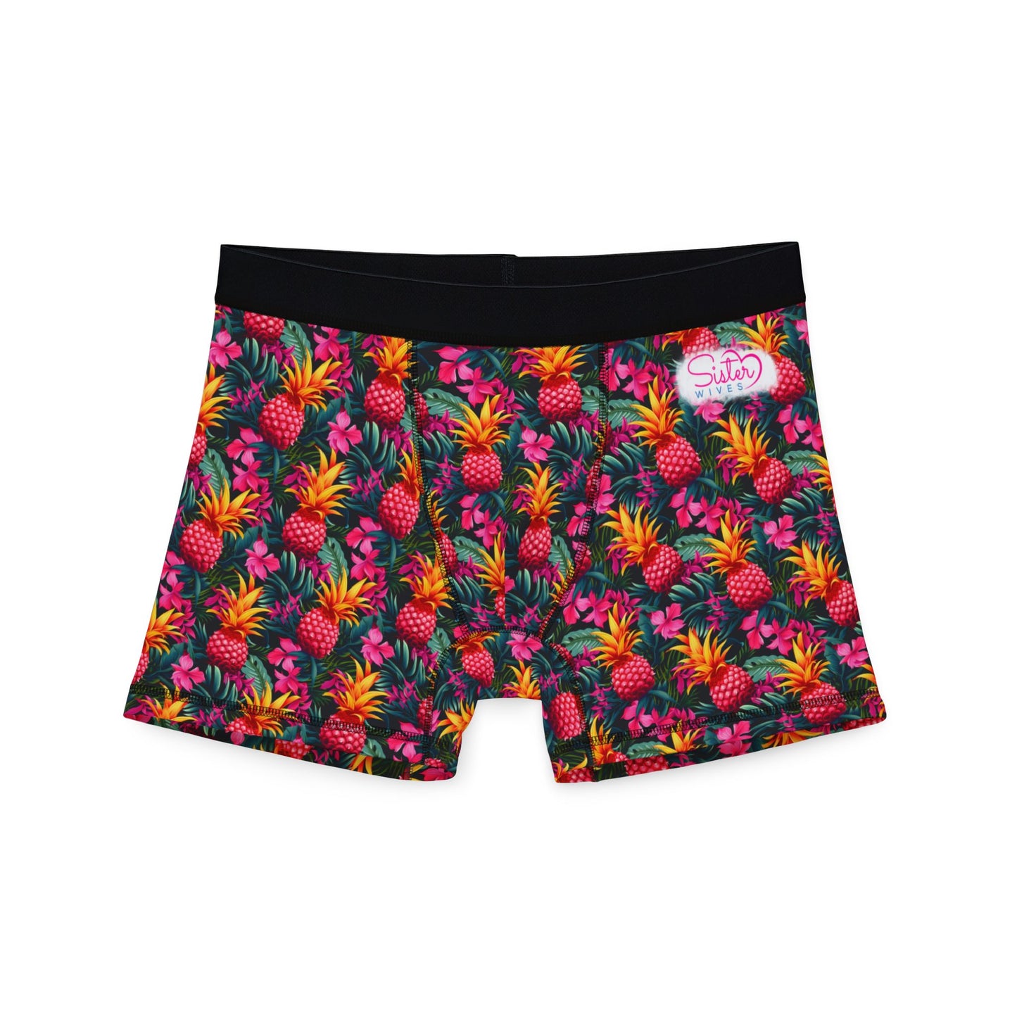 Sisterwives Pink Pineapple Paradise Men's Boxers | Fun Swinger Underwear, Summer Loungewear, Tropical Gift, Comfortable Boxers, Vibrant Print