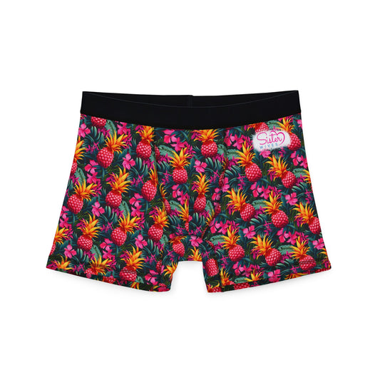 Sisterwives Pink Pineapple Paradise Men's Boxers | Fun Swinger Underwear, Summer Loungewear, Tropical Gift, Comfortable Boxers, Vibrant Print