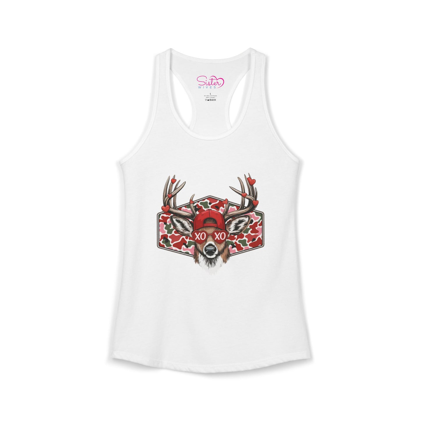 XO Deer Skull Racerback Tank – Dark Romance Woodland Tank Top | Gothic Valentine Aesthetic | Poly & ENM Friendly Apparel