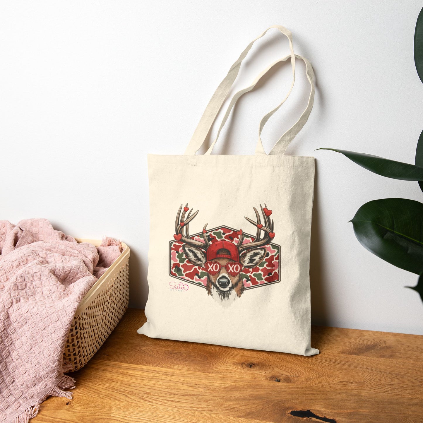 XO Deer Skull Canvas Tote Bag – Dark Romantic Woodland Tote | Gothic Valentine Aesthetic | Chosen Family, Poly & ENM Friendly Gift