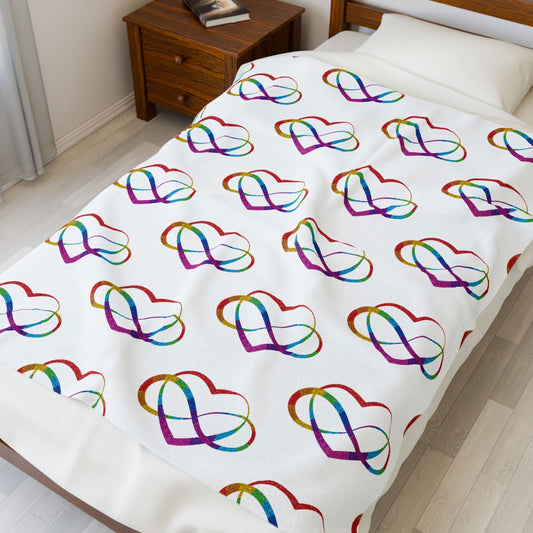 Rainbow Polyamory Heart Blanket – Ethical Non-Monogamy Plush Throw | Poly Pride & Inclusive Love Bedding