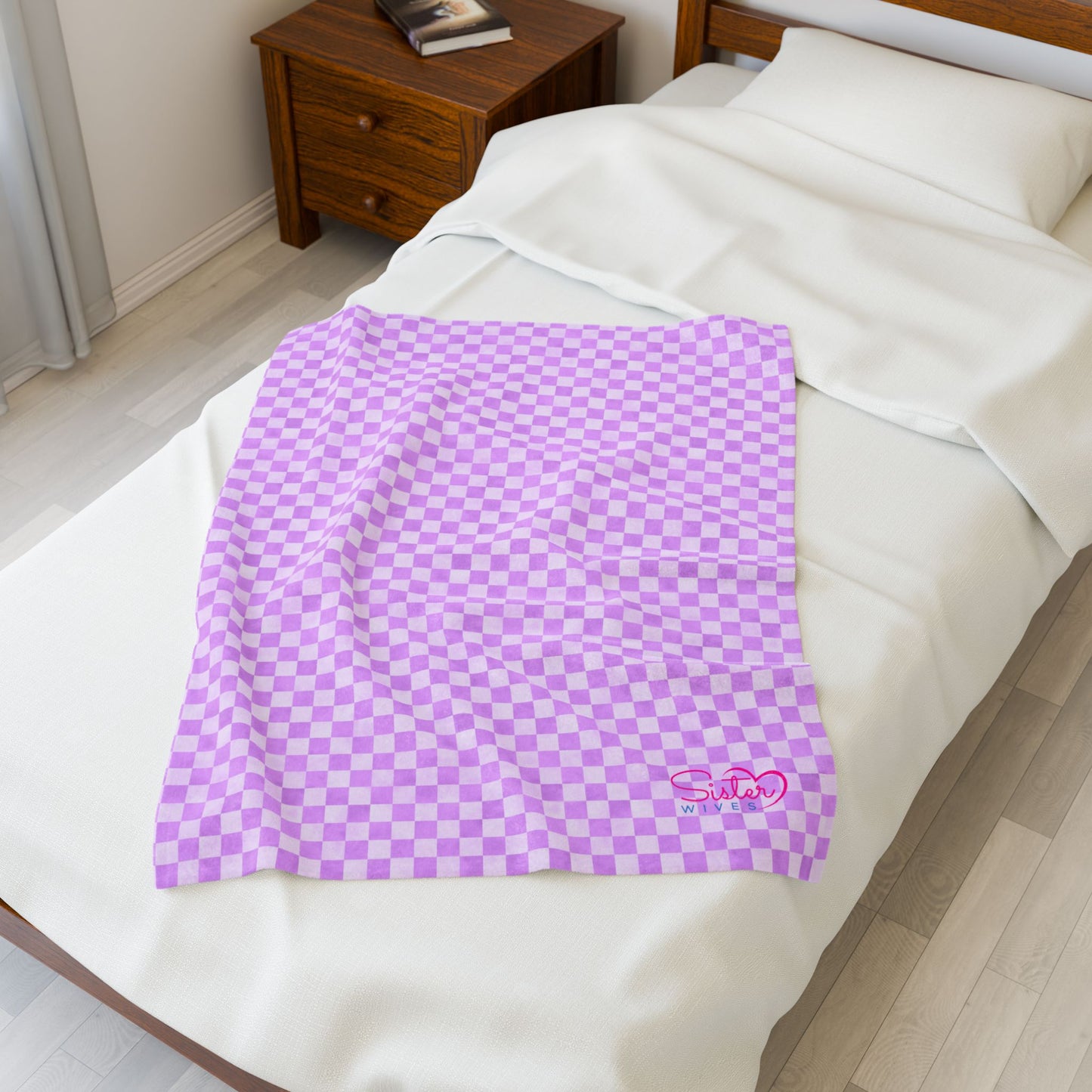 Lavender Checker Plush Blanket | Cozy Velveteen Throw | ENM & Polyamory Friendly Home Decor | Chosen Family Aesthetic Blanket